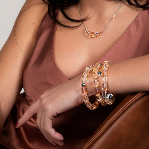 Champagne Supernova | Argent sterling .925 | Bracelet galets de verre galaxie